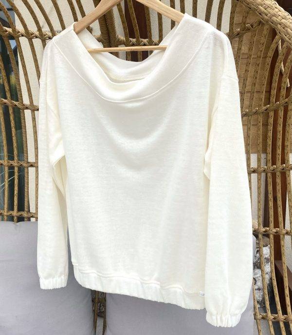 BLUZA BASIC ECRU ZE ŚCIAGACZAMI - obrazek 3
