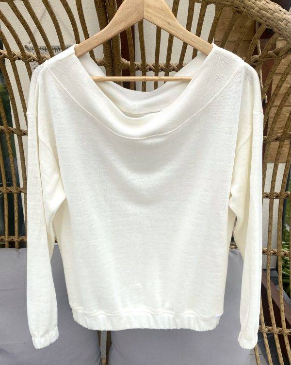 BLUZA BASIC ECRU ZE ŚCIAGACZAMI - obrazek 4
