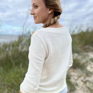 BLUZA BASIC ECRU ZE ŚCIAGACZAMI